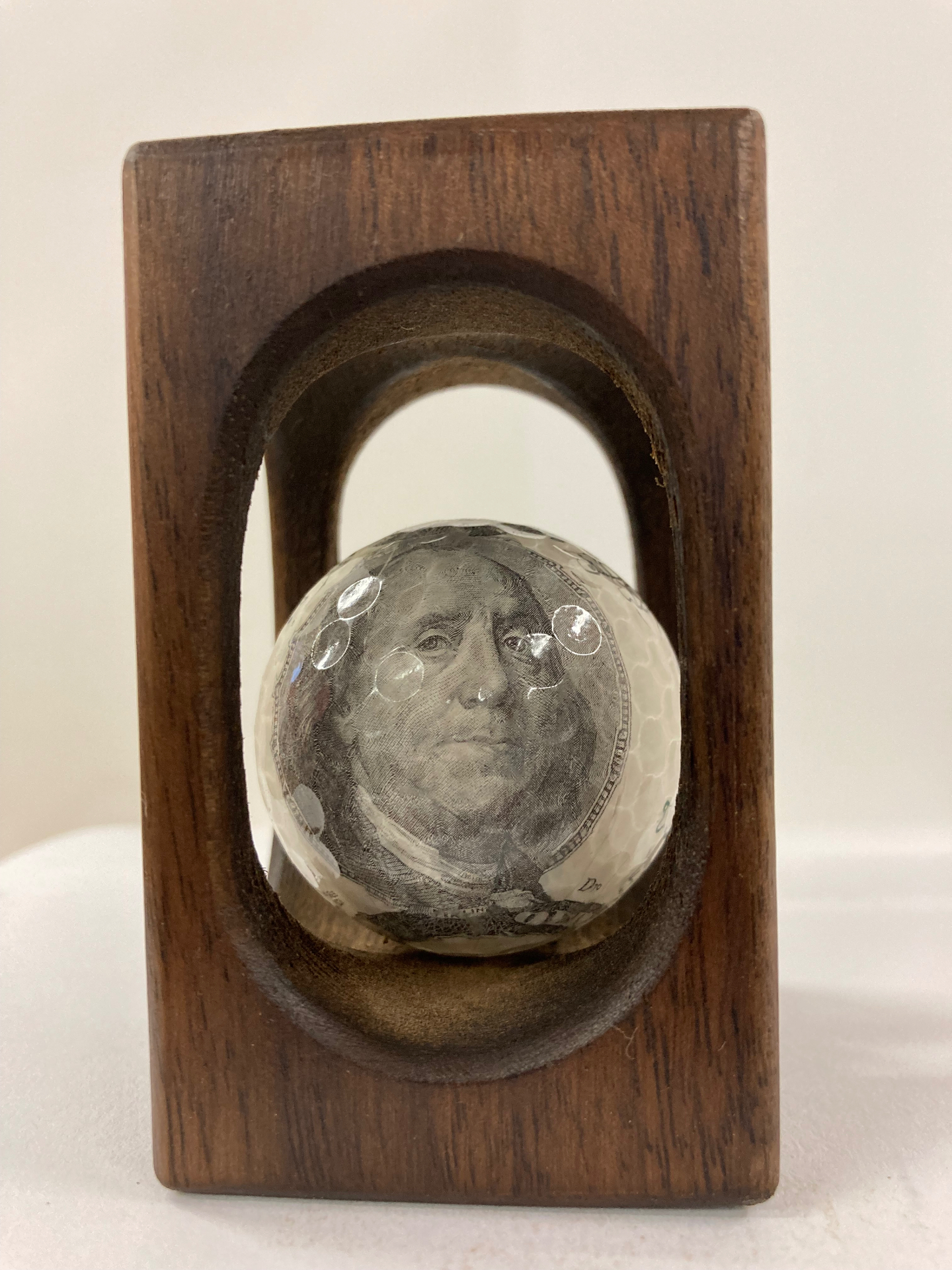 Franklin — handmade golf ball fidget in hardwood crate